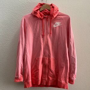 Nike Peach Pink Full Zip Dyed Hoodie Sweatshirt Size Large Gym Workout Large